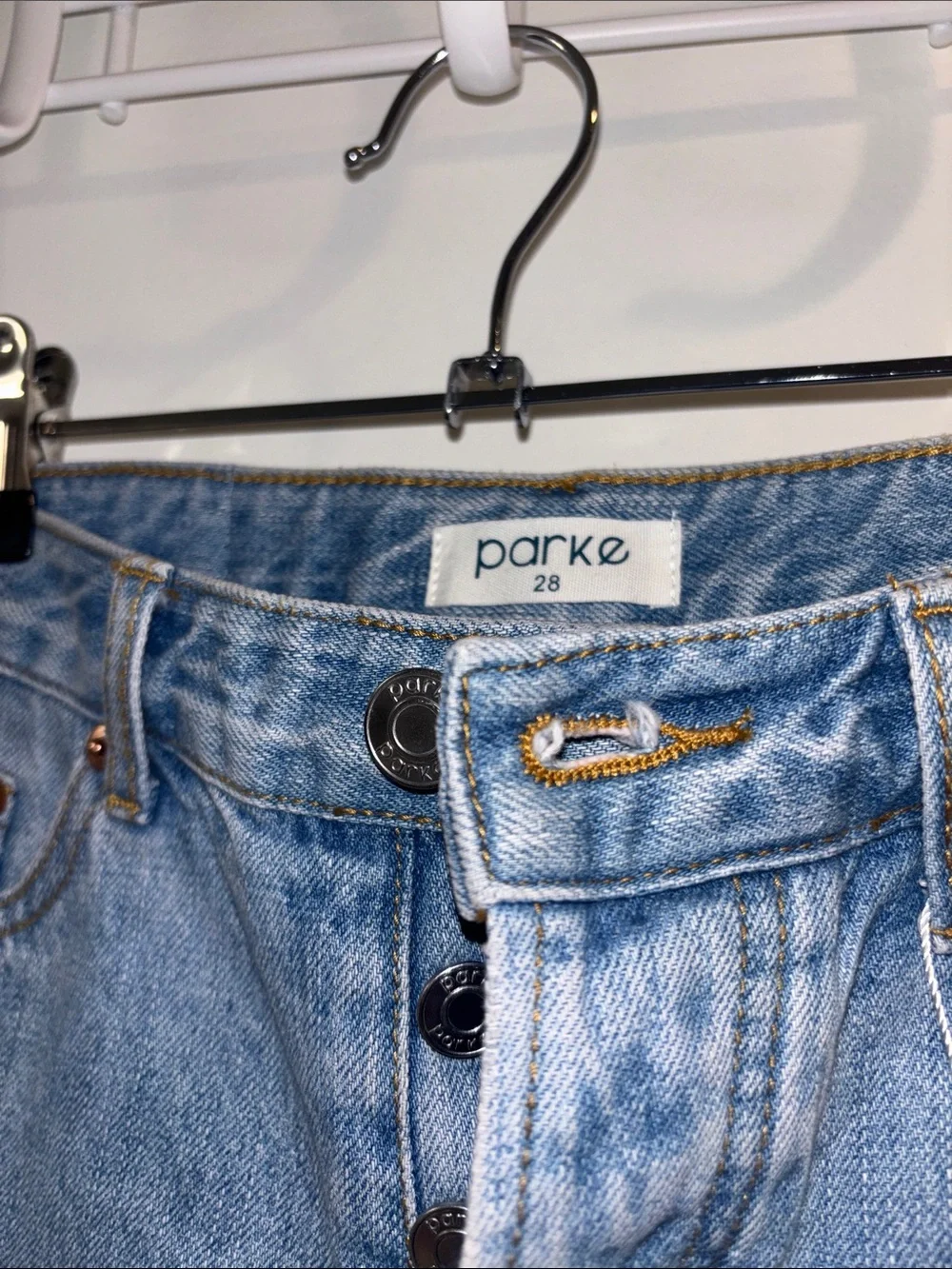 Parke NWT button fly Blue Denim jeans High-Rise Women’s Shorts